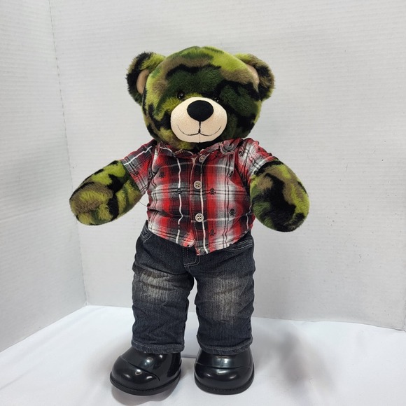 Build a Bear Workshop 16" Jungle Camouflage Plush Teddy Bear stuffed animal toy - Picture 2 of 9